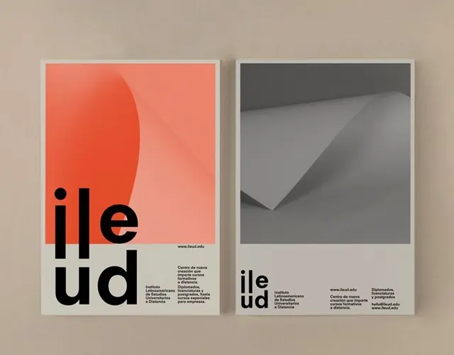 ileud two-poster brand mockup, minimal, swiss, warm