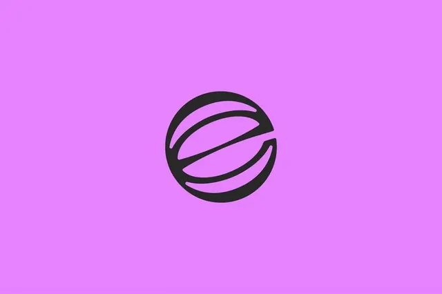 Globe logomark on lavender field, minimal, geometric, vibrant