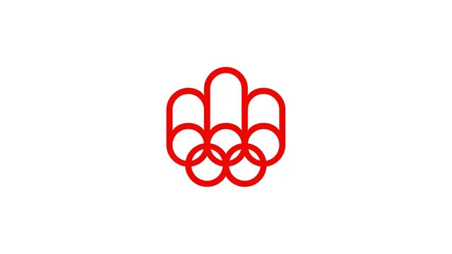 Red geometric flower monogram icon, minimal, line-art, vibrant