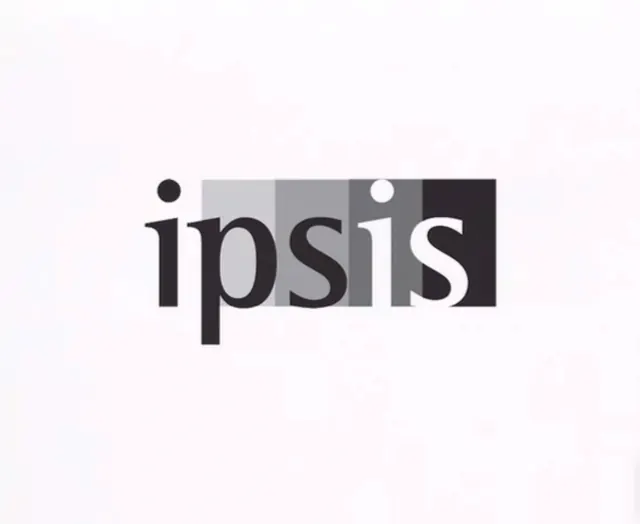 Ipsis wordmark with variable tint band treatment, minimal, geometric, monochrome