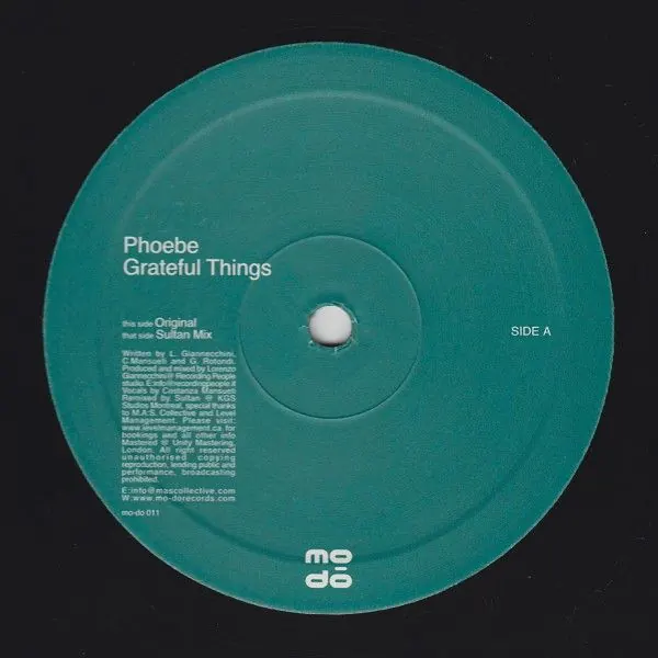 Teal vinyl record label, mo-do records, minimal, swiss, cool
