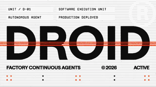 Factory Droid Identity, geometric, retro, vibrant