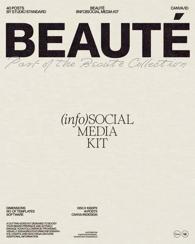 BEAUTE social media kit cover, minimal, editorial, light
