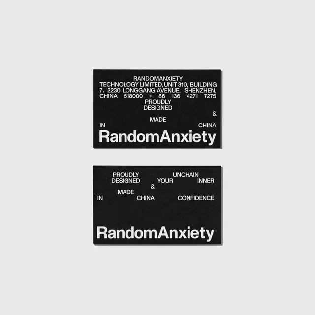 RandomAnxiety Helvetica-style black business cards, minimal, swiss, dark