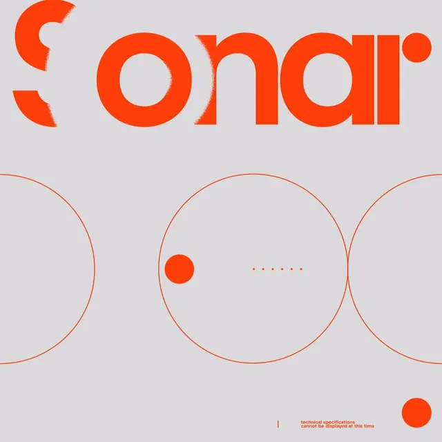 Sonar wordmark over orange circles, minimal, geometric, warm