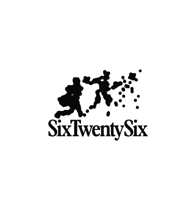 SixTwentySix dispersing-runner serif logo, minimal, monochrome, monochrome