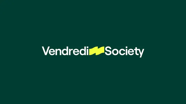 Wordmark with yellow flag glyph on forest green, minimal, flat, dark