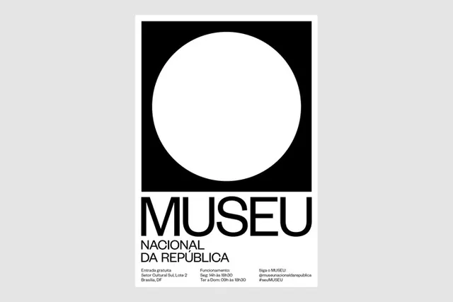 Museu Nacional da República black-and-white poster, swiss, minimal, dark