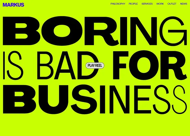 Boring Is Bad For Business neon hero, brutalist, geometric, neon