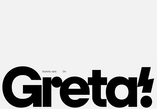 Greta! grotesque type specimen, stylistic sets on, minimal, swiss, light