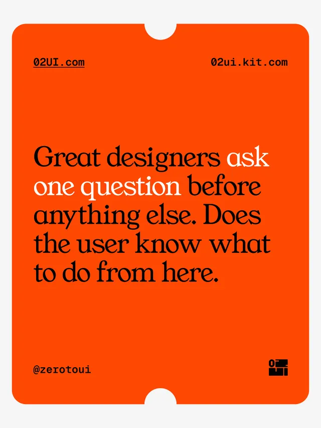 02UI orange quote card with two-tone serif, minimal, editorial, vibrant