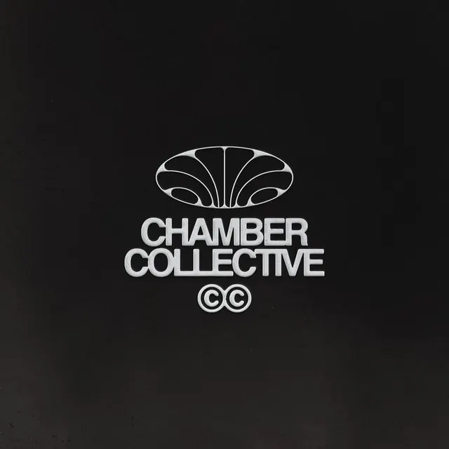 Chamber Collective shell-motif logo lockup, minimal, geometric, dark