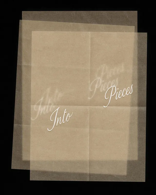 Layered vellum sheets with script lettering, minimal, organic, earthy