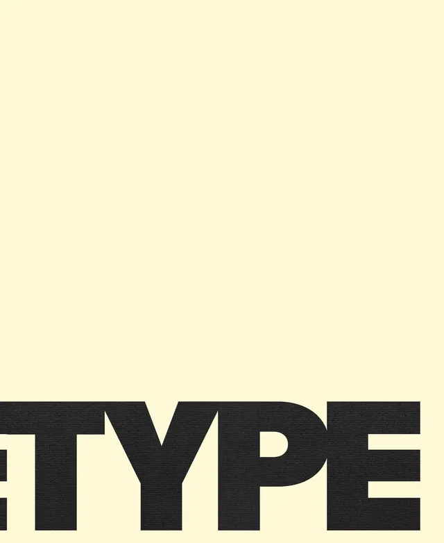 Cropped TYPE lettering on cream paper, minimal, swiss, light