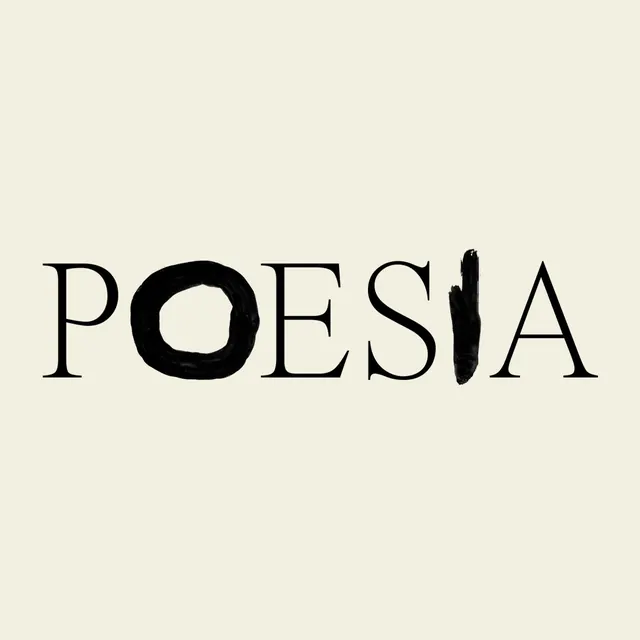 POESIA serif wordmark with painted glyphs, minimal, editorial, light