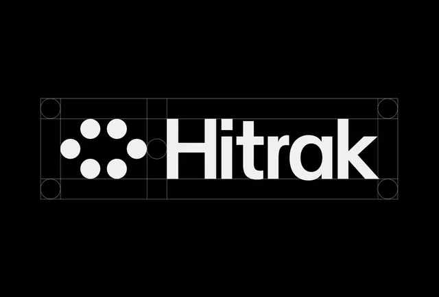 Hitrak identity mark, minimal, dark-mode, dark