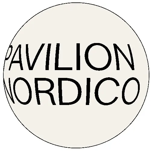 Pavilion Nordico circular type badge, minimal, monochrome, light