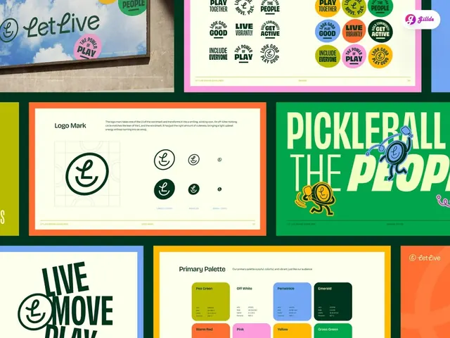 Let Live pickleball brand identity system, playful, geometric, vibrant