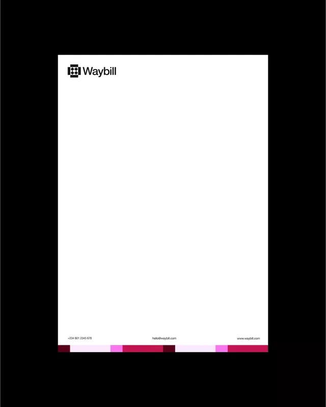 Waybill letterhead with color-block footer, minimal, corporate-clean, light
