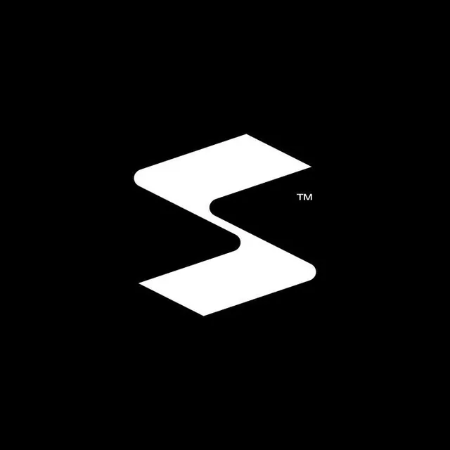 Folded-ribbon S monogram, minimal, geometric, dark