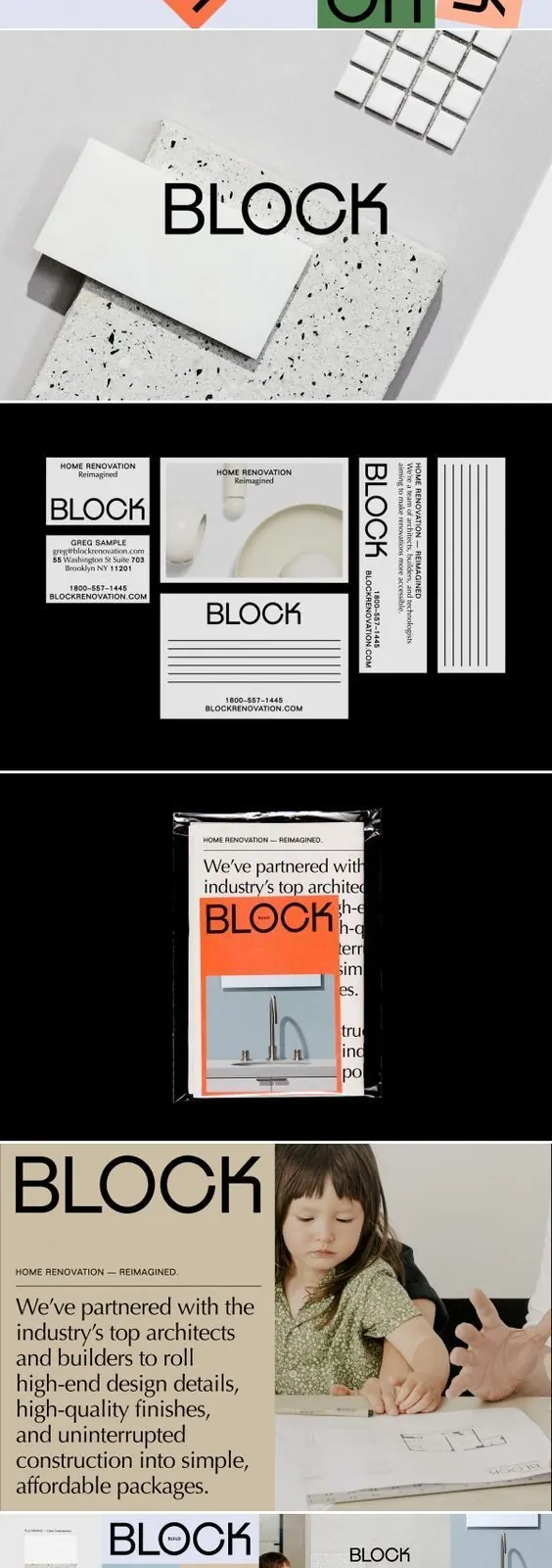 BLOCK home-renovation identity case study, minimal, geometric, light