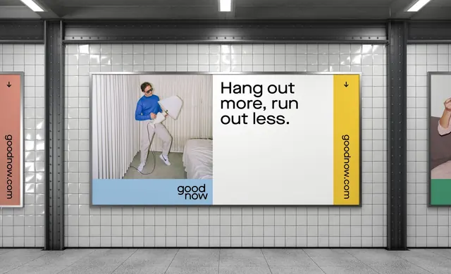 goodnow subway billboard mockup, minimal, corporate-clean, light