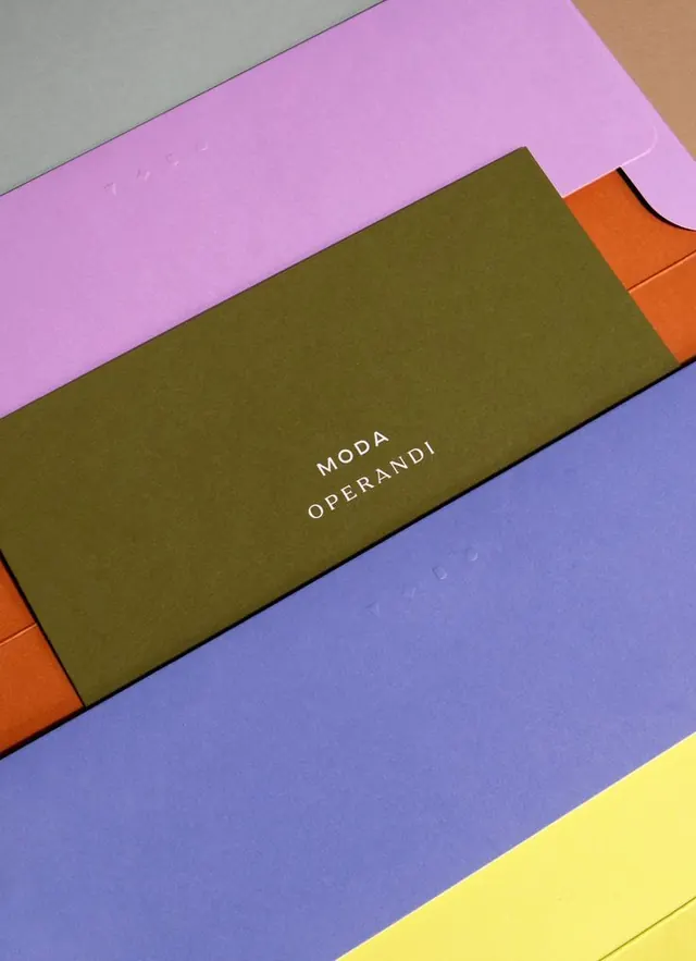 Moda Operandi foil-stamped envelope suite, minimal, luxury, muted