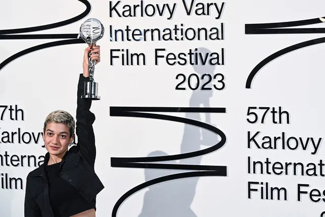 Karlovy Vary Film Festival step-and-repeat backdrop, minimal, swiss, light