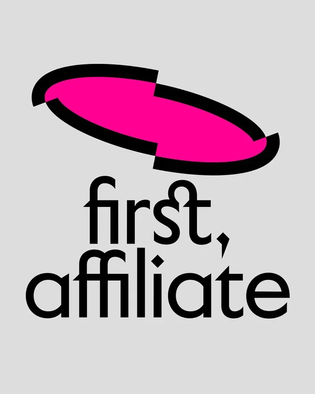 first, affiliate sliced ellipse logo, minimal, geometric, vibrant