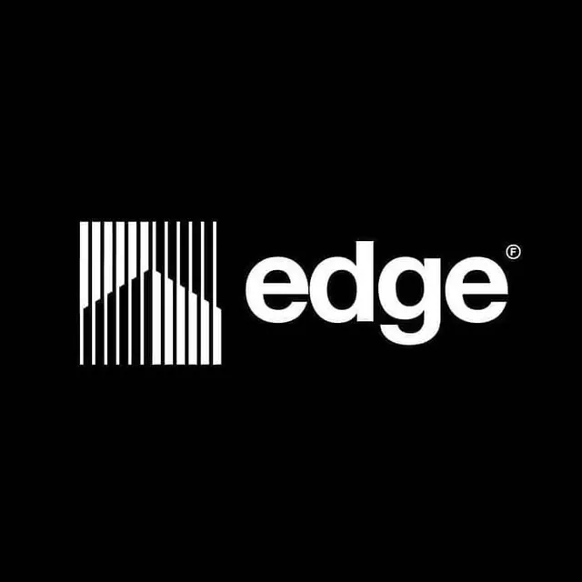 edge logo with vertical-bar skyline mark, minimal, geometric, dark