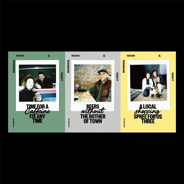 Stanley Square polaroid three-panel campaign, editorial, photographic, warm