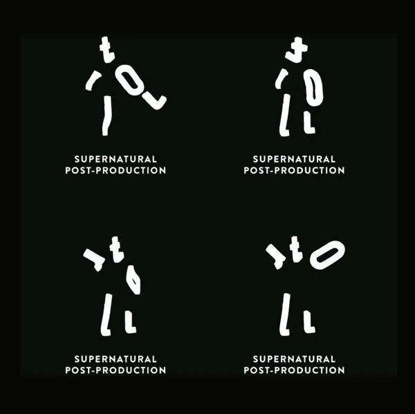 Supernatural Post-Production logo set, minimal, abstract, dark