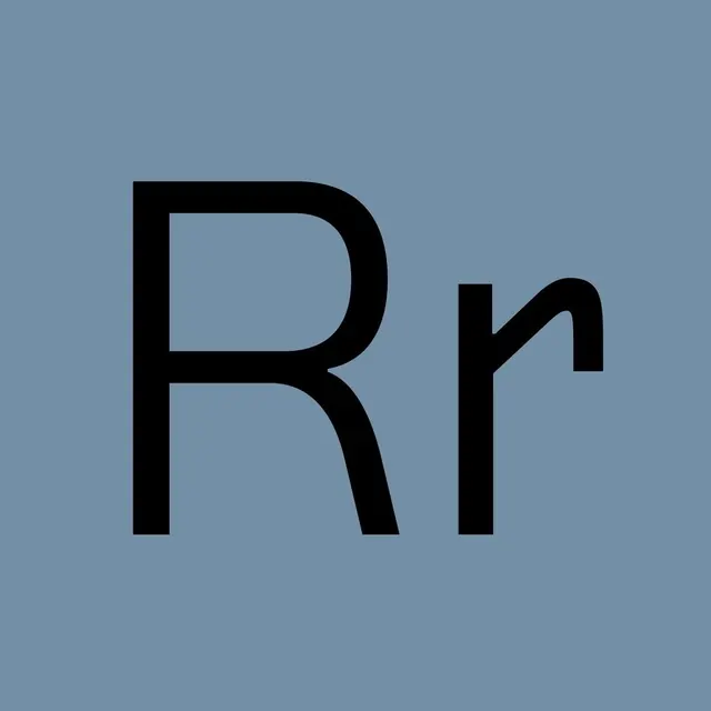 Grotesque Rr letterform pairing, minimal, swiss, muted