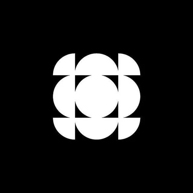 Quartered-circle geometric monogram, minimal, geometric, dark