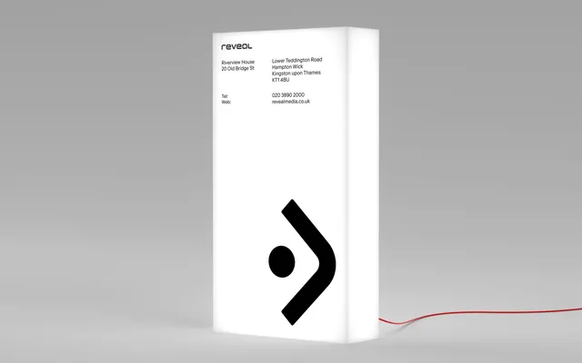 Reveal brand identity stationery, minimal, geometric, light