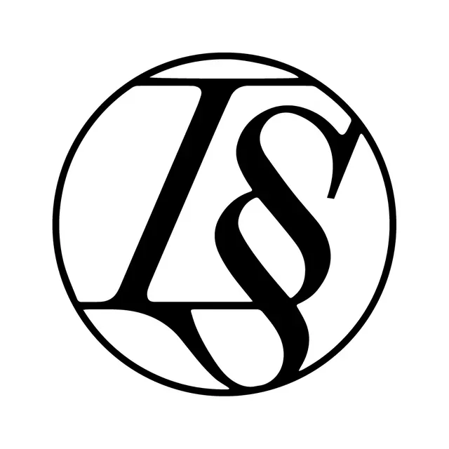 LS interlocked serif circle monogram, minimal, geometric, light