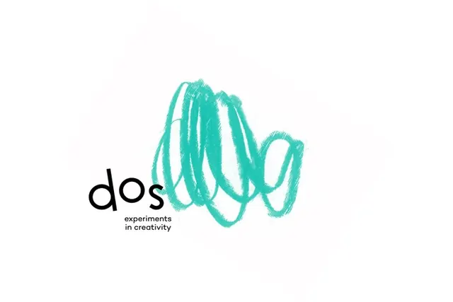 dos teal scribble logo, minimal, organic, light