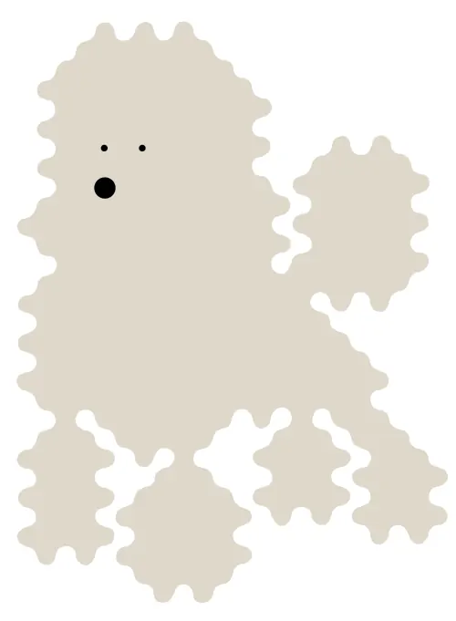 Fluffy poodle silhouette in cream, minimal, organic, light