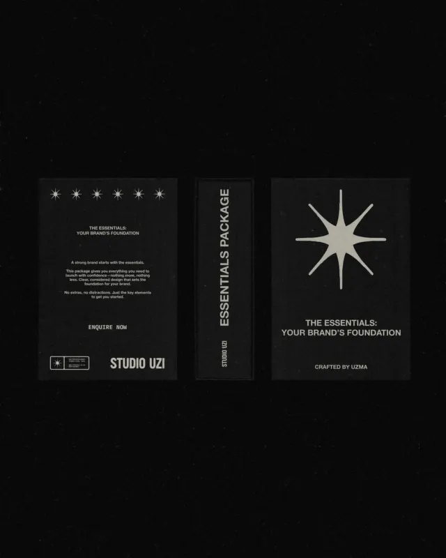 Studio Uzi black card system, minimal, dark-mode, dark
