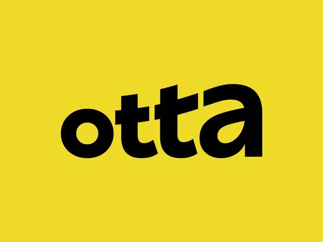 otta lowercase wordmark on yellow, minimal, geometric, warm