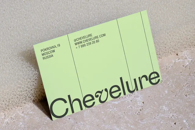 Chevelure lime-green business card, minimal, swiss, light