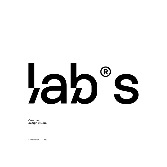 lab's interlocking studio wordmark, minimal, geometric, light