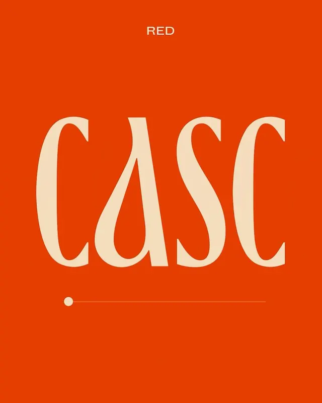 CASC cream wordmark on burnt orange, minimal, editorial, warm