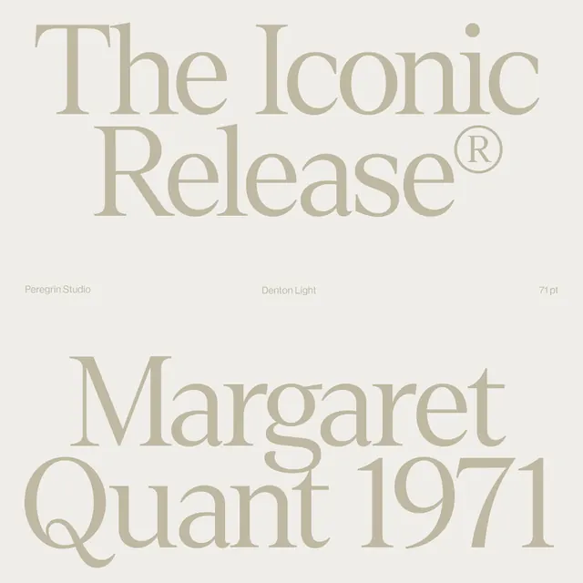 Denton typeface specimen, taupe serif on cream, minimal, editorial, light