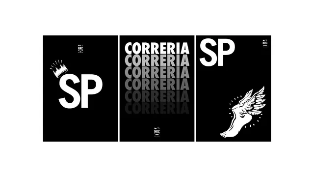 Correria SP brand identity system, minimal, monochrome, light