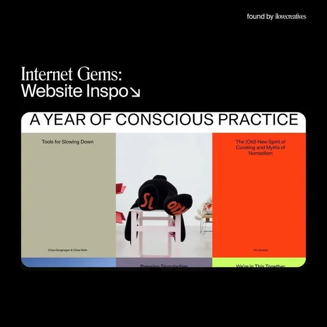 Internet Gems website moodboard card, editorial, swiss, dark
