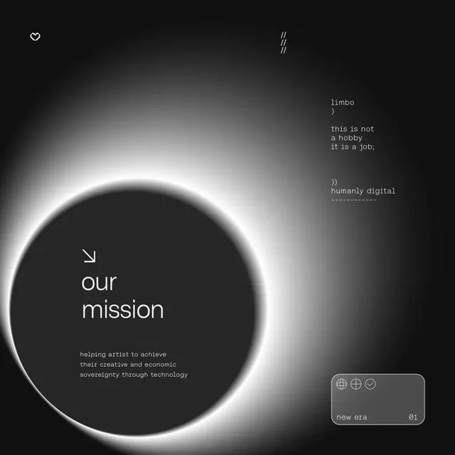 \"Our mission\" eclipse layout, dark mode, minimal, dark-mode, dark