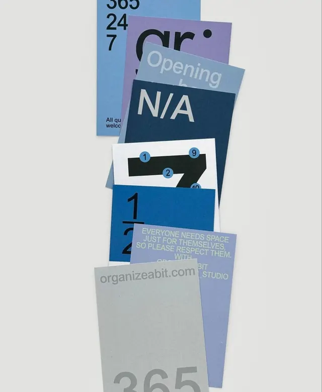 Organizeabit studio flyer system flat-lay, minimal, swiss, cool