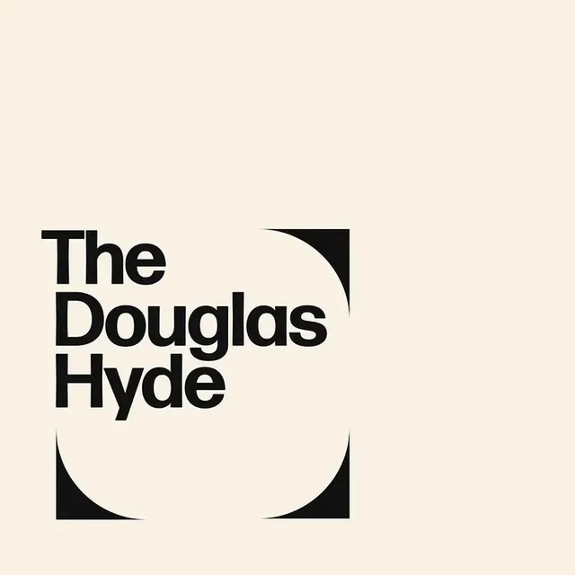 The Douglas Hyde lens logo, minimal, swiss, light