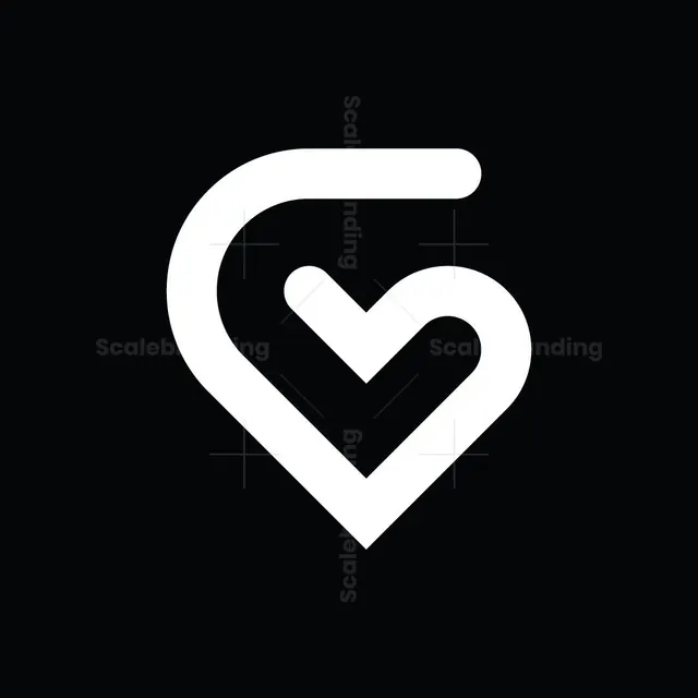 Letter G Love Logo, minimal, monochrome, dark